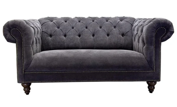 Диван Честерфилд двухместный прямой серый