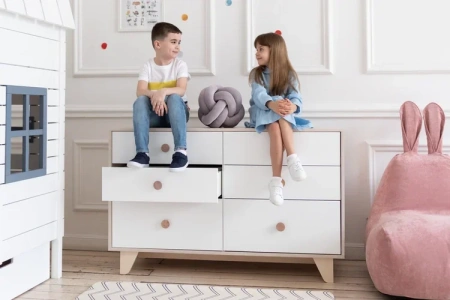 Комод с шестью выдвижными ящиками белый Line