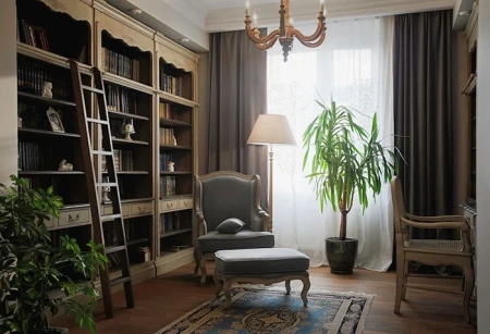 книжные шкафы в библиотеке Поместье